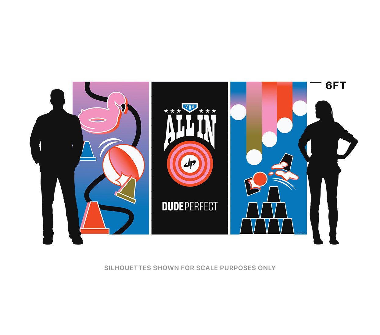 Backdrop Mural, 3 panels (3 ft × 6 ft each) - Dude Perfect VBS 27 ALL IN!