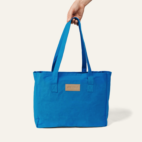 "Here for It" Blue Tote Bag - Carry 117