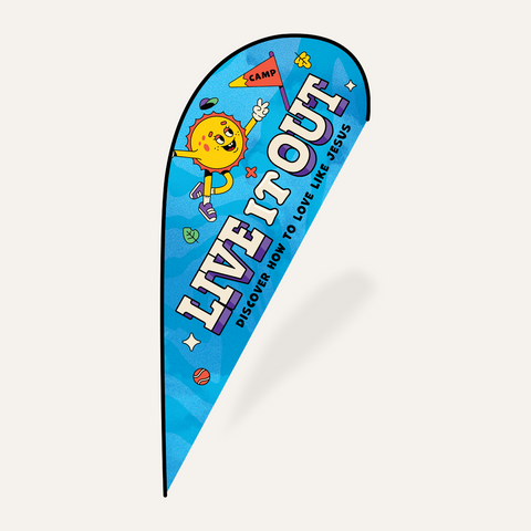 Live It Out VBS Teardrop Banner Flag (without Stand)