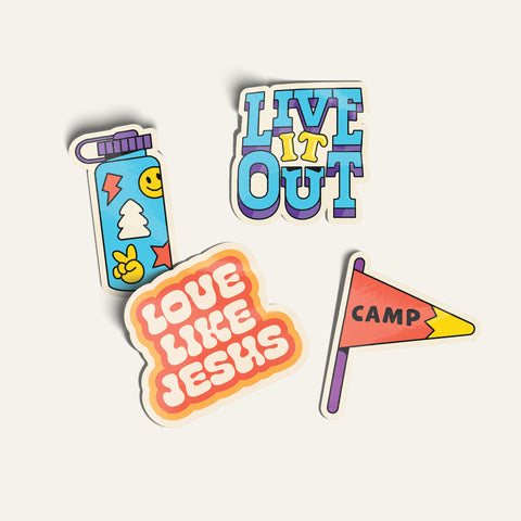 Live It Out VBS Vinyl Sticker Set (Set of 12) - 48 stickers included