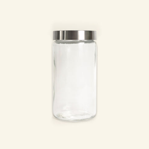 Glass Marble Canister with Stainless Steel Lid