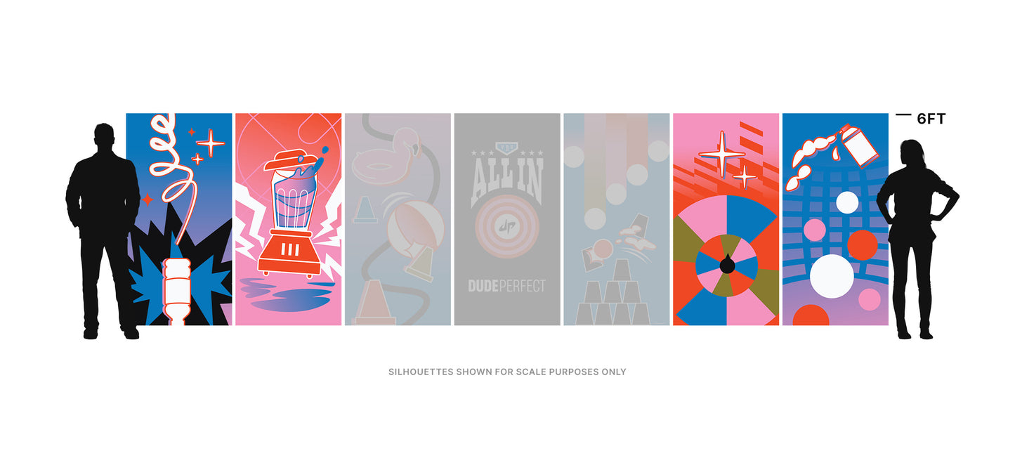 Backdrop Mural Extender, 4 panels (3 ft × 6 ft each) - Dude Perfect VBS 27 ALL IN!