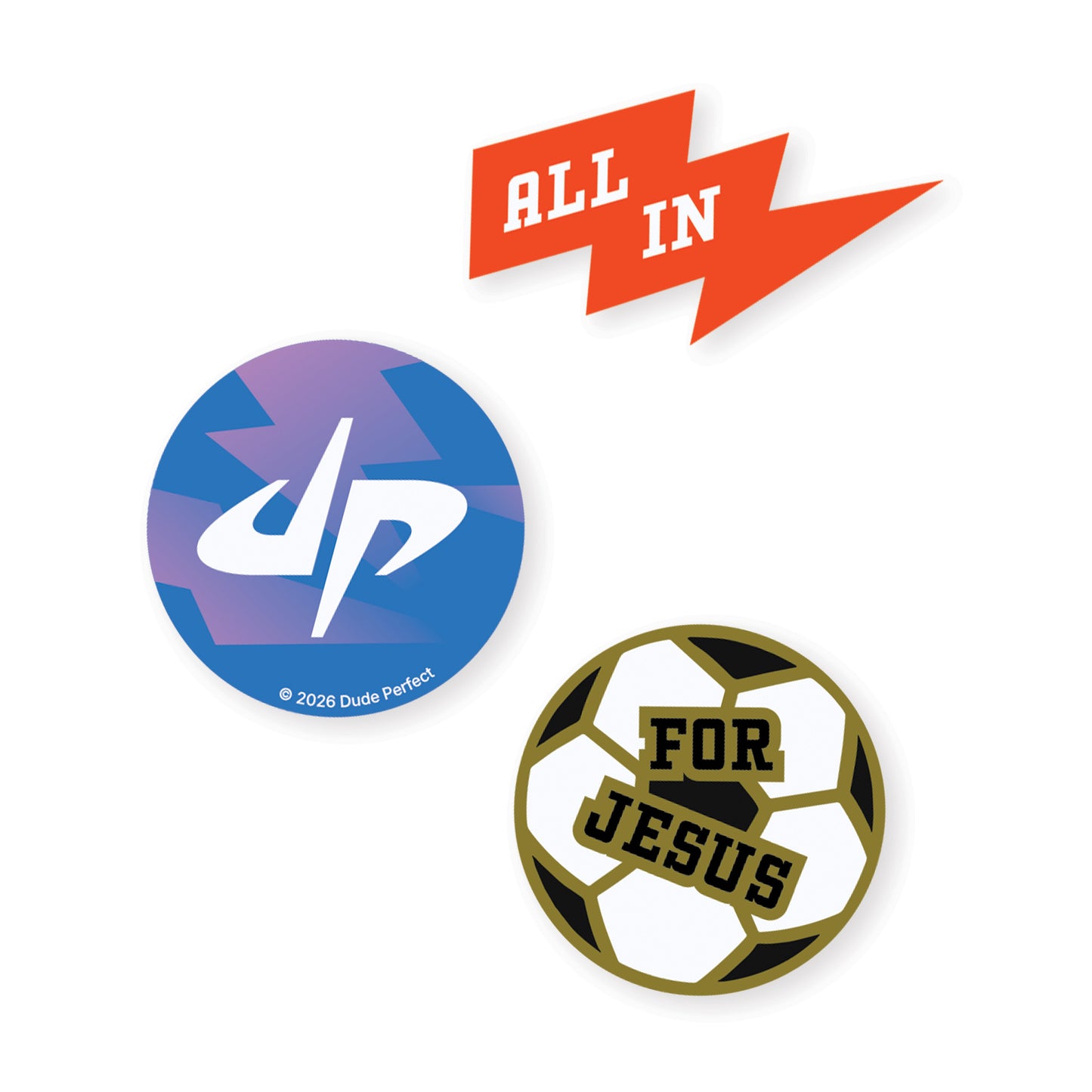 Temporary Tattoos (12 sets of 3 — 36 total) - Dude Perfect VBS 27 ALL IN!