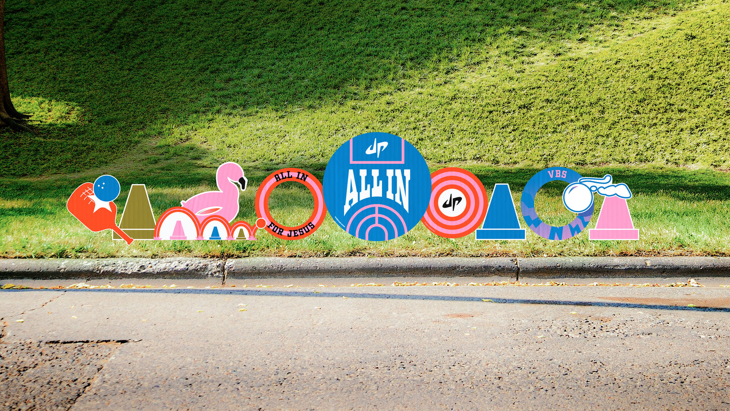 Yard Signs with Stakes (set of 18) - Dude Perfect VBS 27 ALL IN!